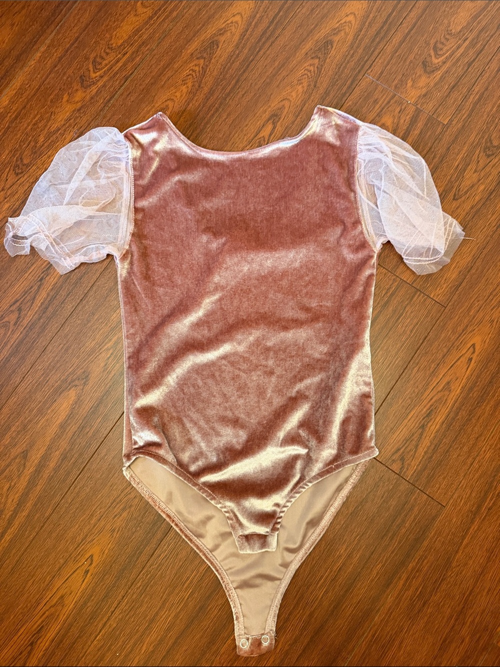 Zara Kids Velvet One-Piece with Sheer Puff Sleeves - Pink